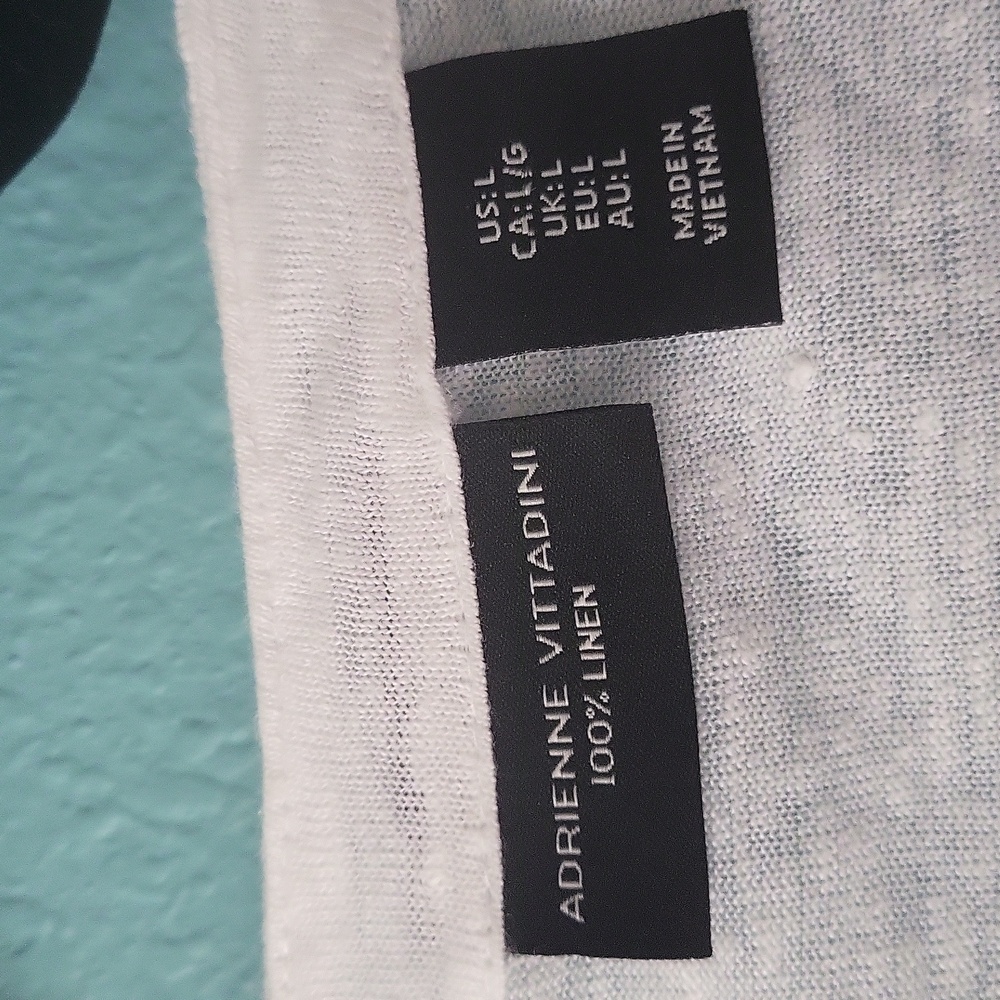 Adrienne Vittadini oversized 100% Linen white top - Picture 3 of 9